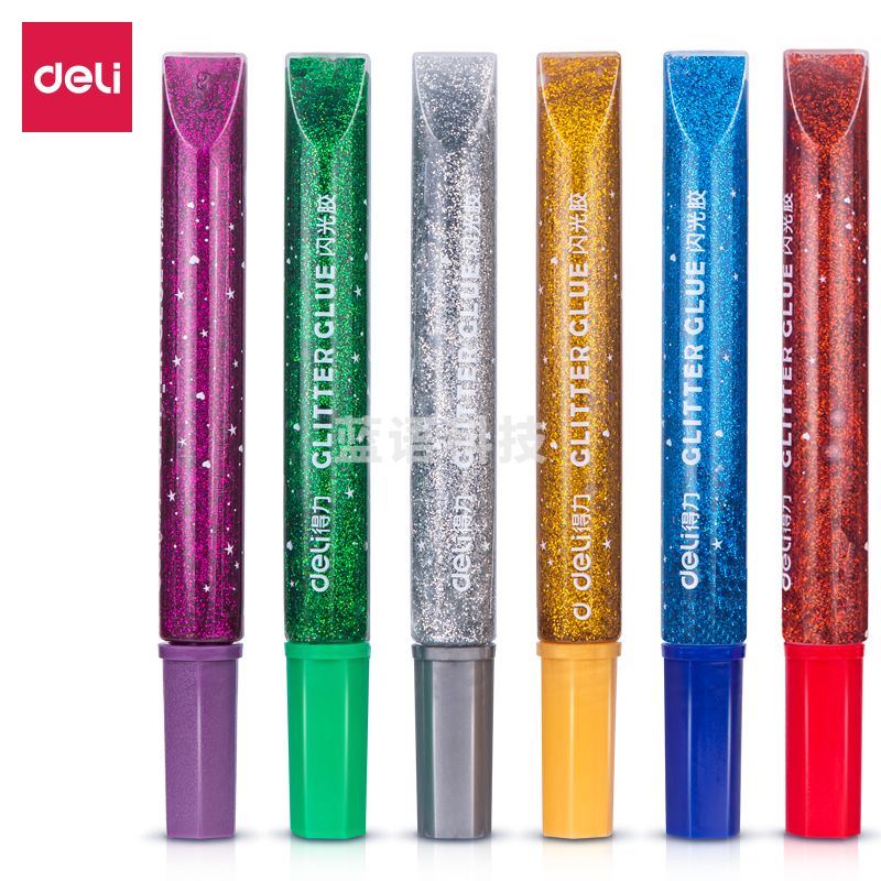 得力54172闪光胶(经典色)(混色)(6支/卡)