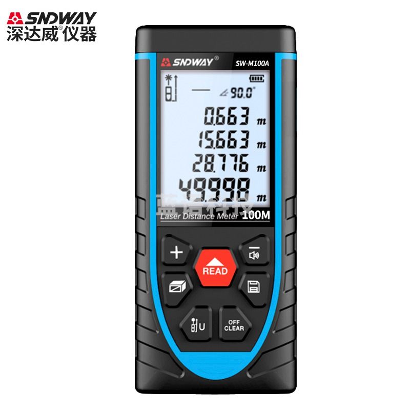 深达威SW-M100A 激光测距仪手持式100米高精度红外线装修量房仪 电子尺 SW-M100A(100米锂电语音播报)