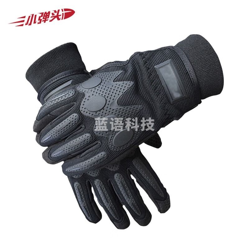 全指手套军迷战术手套户外训练骑车骑行手套冬季防寒加绒手套 黑色 大号XL