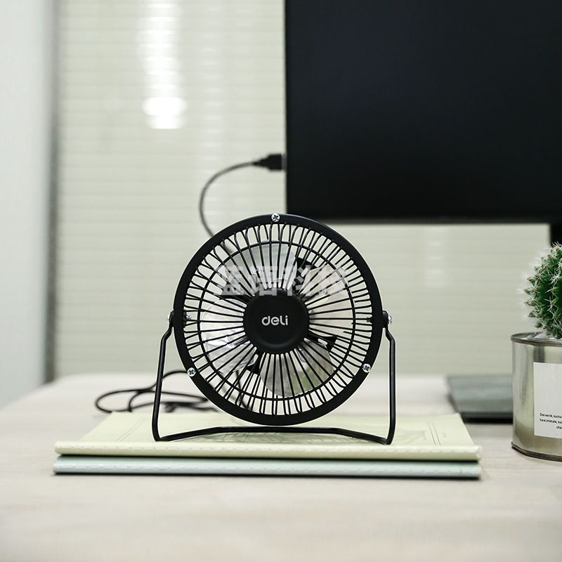 得力3680 USB迷你风扇(黑)4寸铁艺USB直供电