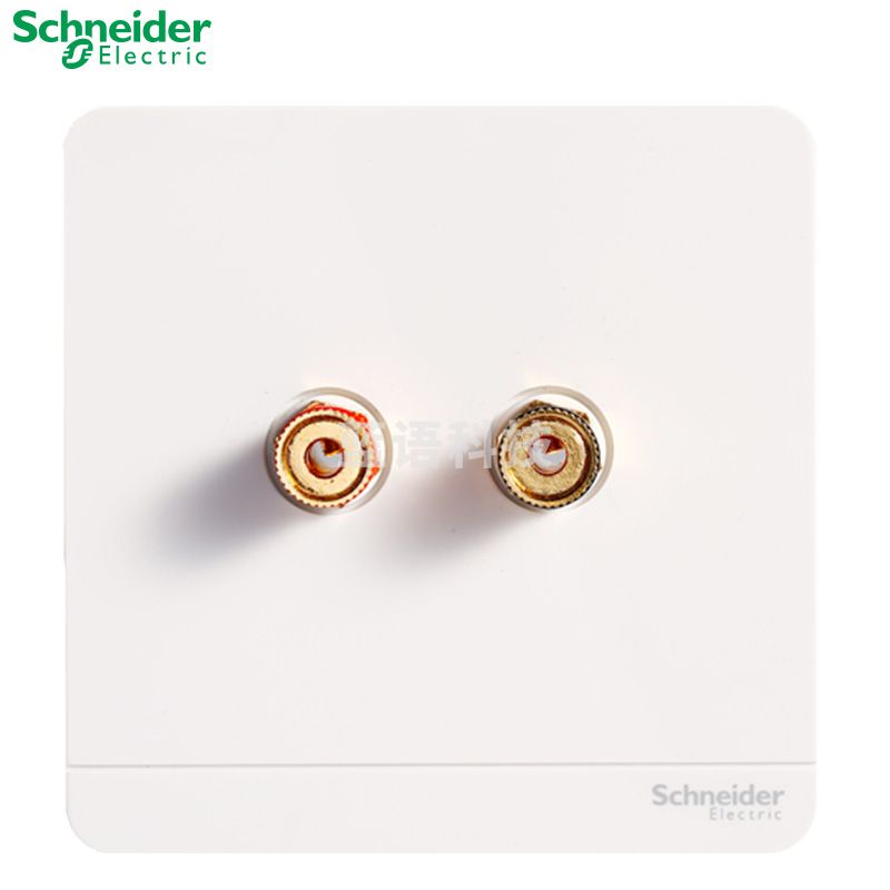 施耐德 开关插座面板 绎尚系列镜瓷白色音响开关插座 家用86型 音频插座 二位音响插座