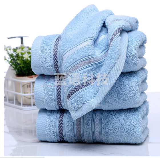 金号毛巾纯棉吸水洁面巾 洗脸毛巾 蓝色1条装 70*33cm 100g