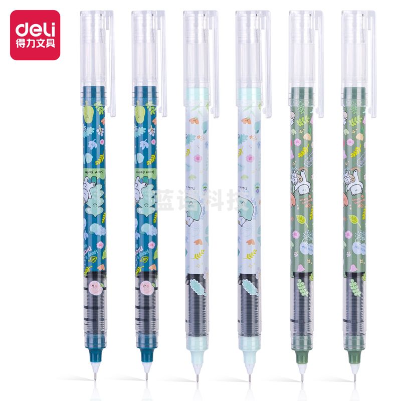 得力S881直液式走珠笔0.5mm全针管欧阳娜娜(黑)(支)