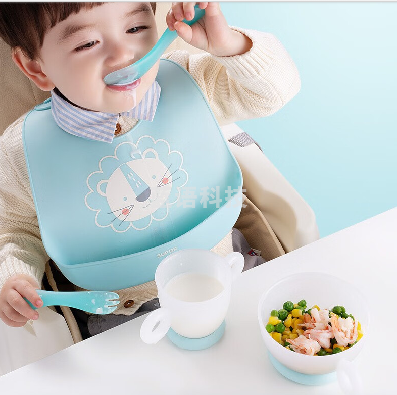 苏泊尔（SUPOR） 婴儿碗勺套装宝宝吃饭辅食碗儿童餐具便携防摔防烫吸盘碗 TK1951E粉四件套【碗+杯+餐具】