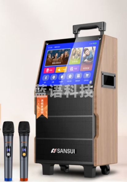 山水（SANSUI）TA105广场舞音响带显示屏户外音响K歌一体机拉杆音箱移动蓝牙家庭用KTV音响点歌机跳舞室内外大音量 17吋WIFI超清屏+8寸喇叭+双咪 标配