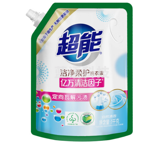超能 洁净柔护洗衣液 鲜艳亮丽1kg袋装