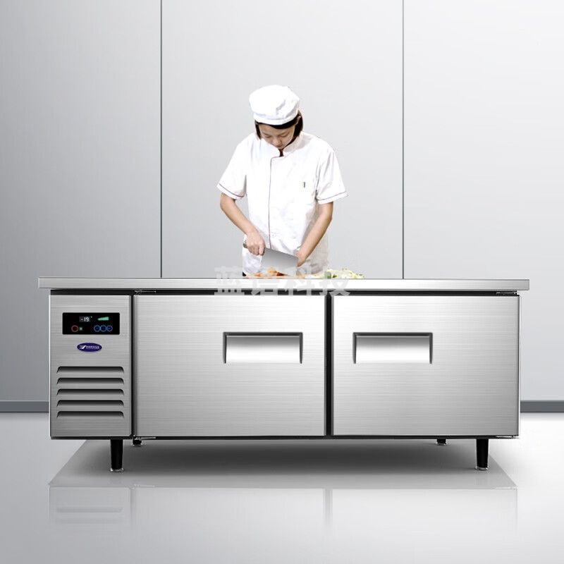 银都餐饮设备 工程款冷藏工作台风冷操作台平冷冰柜商用冰箱卧式冷藏柜奶茶店水吧操作台不锈钢厨房保鲜冷柜 风冷冷藏（1℃～+8℃ 三级能效 长1.5米×宽0.7米×高0.8米