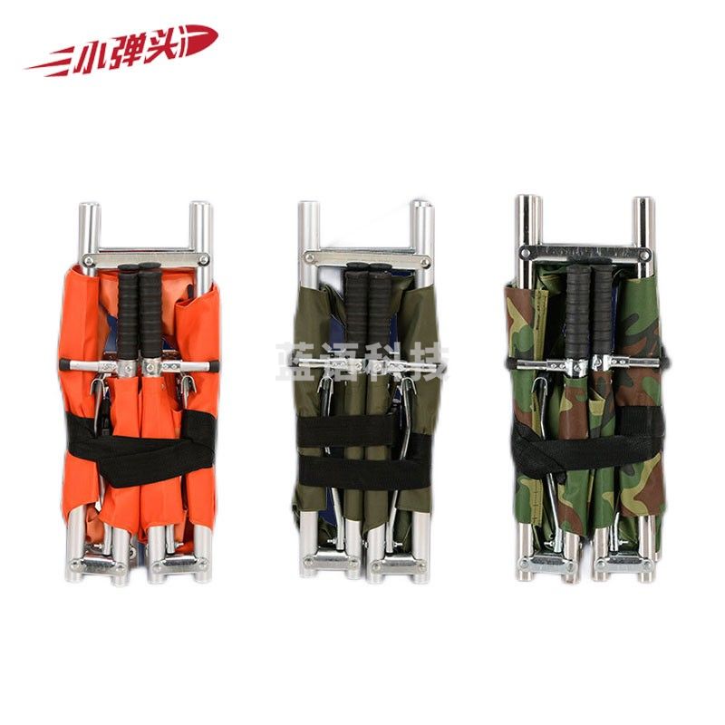 四折担架含收纳包 多功能应急救援急救救生折叠担架 加厚不锈钢军绿布