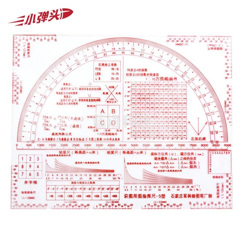 多功能识图用图尺指挥尺 识图尺含10个坐标款