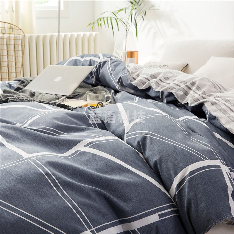 北极绒 全棉被套单件 纯棉被罩斜纹印花单人学生被单子 蓝韵阁 180*220cm 1.2/1.5米床