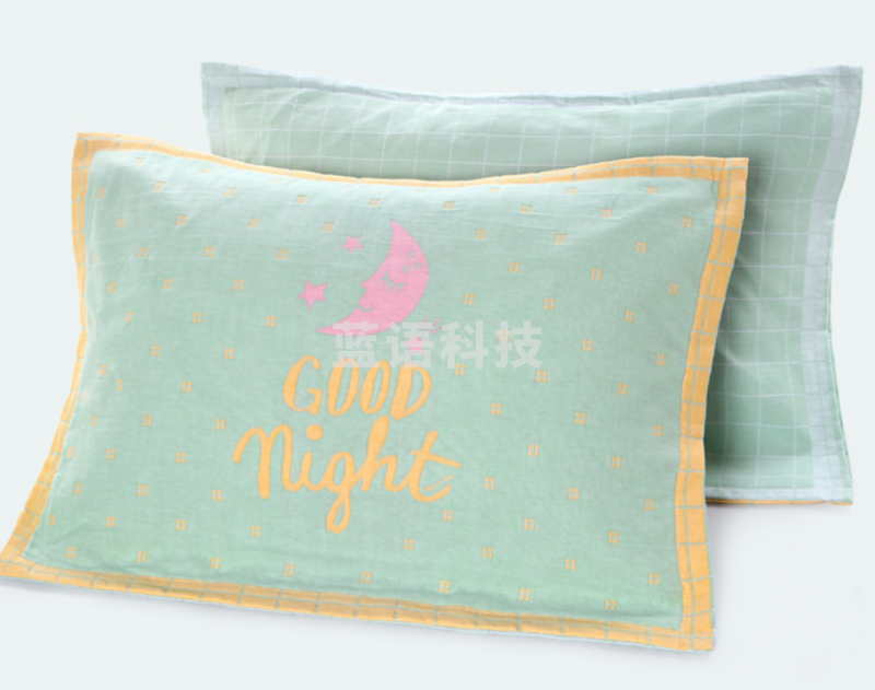 沐凡 三层纱布枕套 月亮款绿色52*75cm（对）