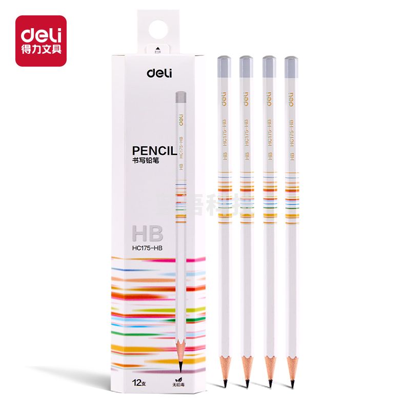 得力HC175-HB六角杆书写铅笔HB(混)(12支/盒)