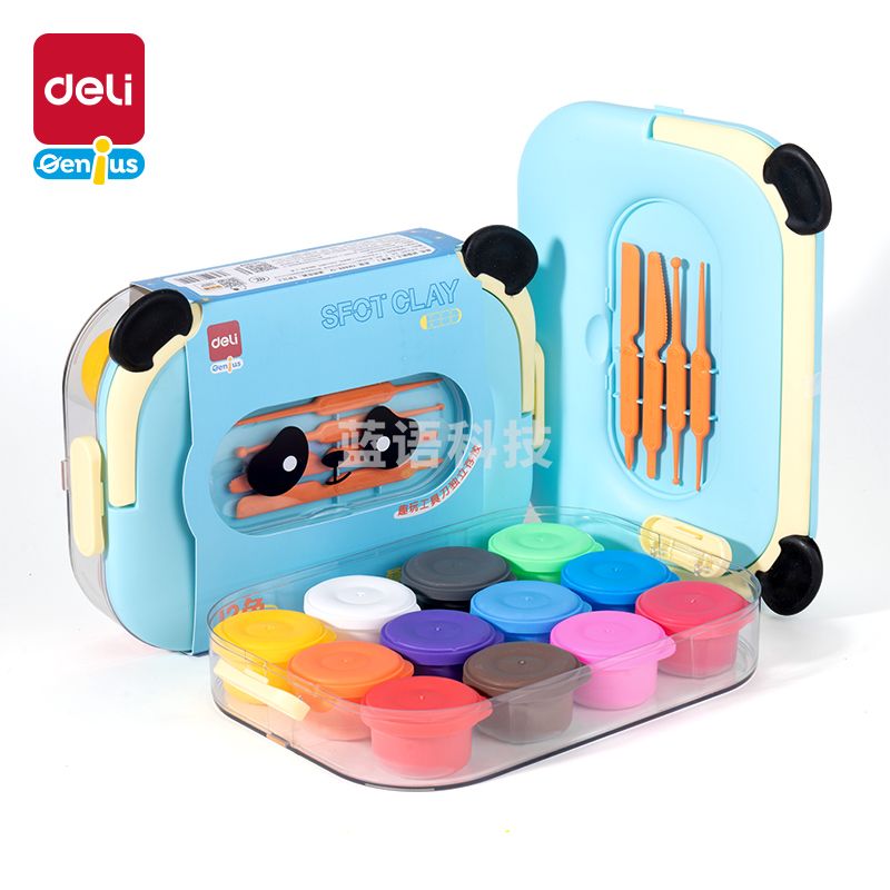 得力XM888-12熊猫层叠工具箱粘土12色(混)(箱)