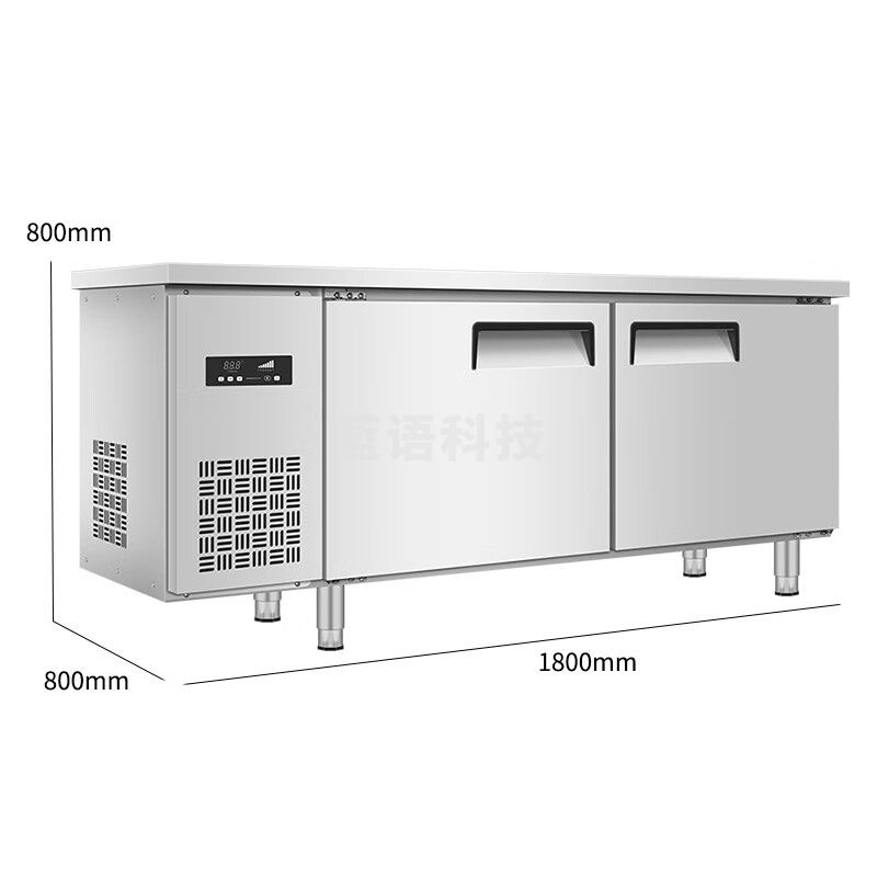 雪村 商用保鲜冷藏冷冻工作台操作台卧式冰柜厨房平冷操作台冰箱水吧台冰柜奶茶店冰箱冷藏 1800*800*800 冷藏（201/风冷）