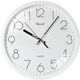 天王星（Telesonic）挂钟 现代简约安静圆形石英14寸挂表 Q7703-1白色