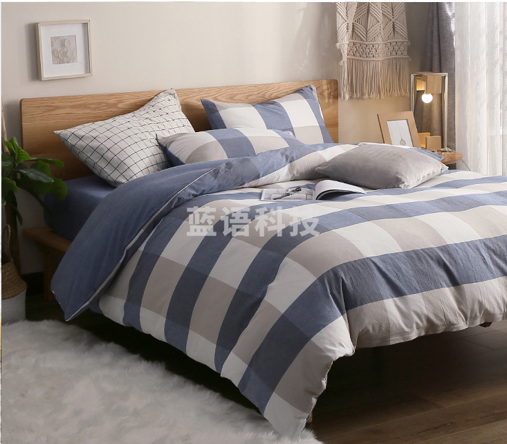 定制 水洗棉四件套纯棉被套200*230cm床单枕套 1.5米/1.8米床（颜色随机）