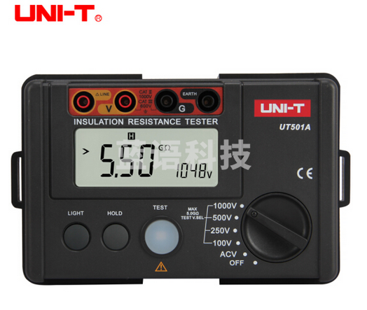 优利德（ UNI-T） 兆欧表绝缘电阻测试仪数字绝缘电阻表摇表 (测试电压1000V) UT501A
