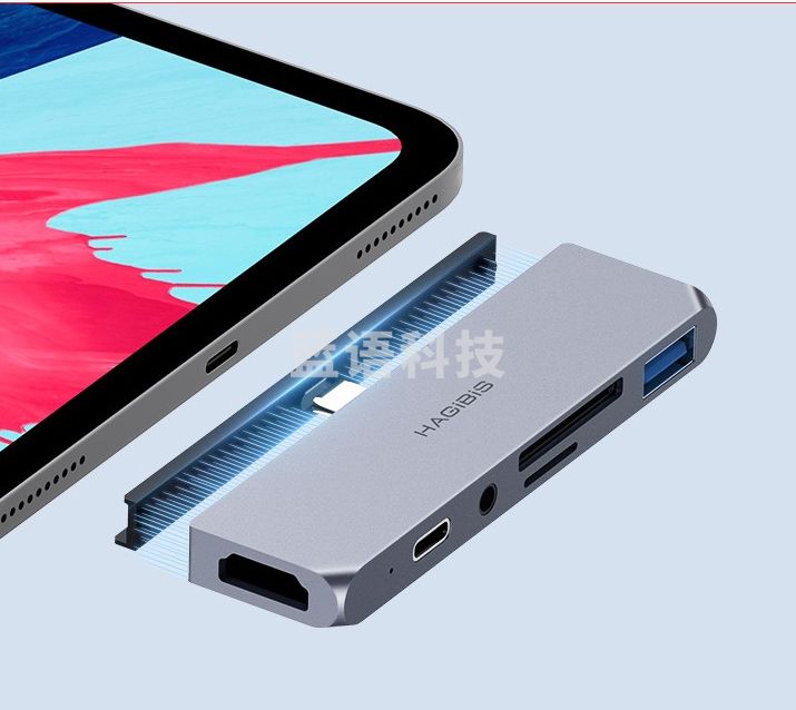 海备思iPad Pro扩展坞Type-C拓展坞苹果平板电脑转接头MacBook转换器华为笔记本转接口 【6合1】HDMI+USB+PD供电+音频口+读卡