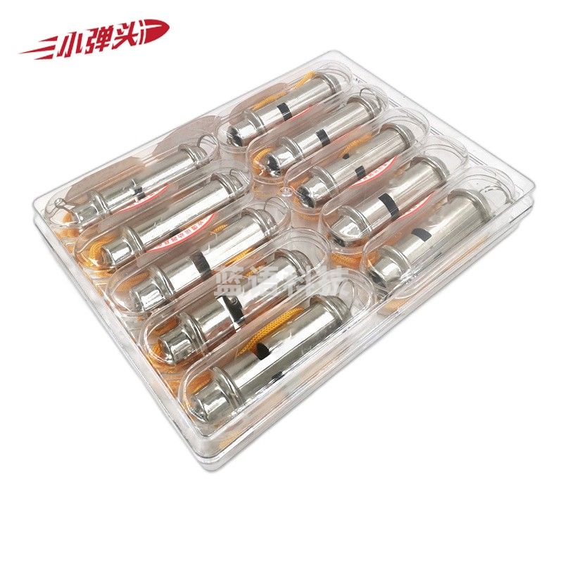 口哨 双腔高频口哨 不锈钢便携式运动训练裁判金属哨子 一盒10个