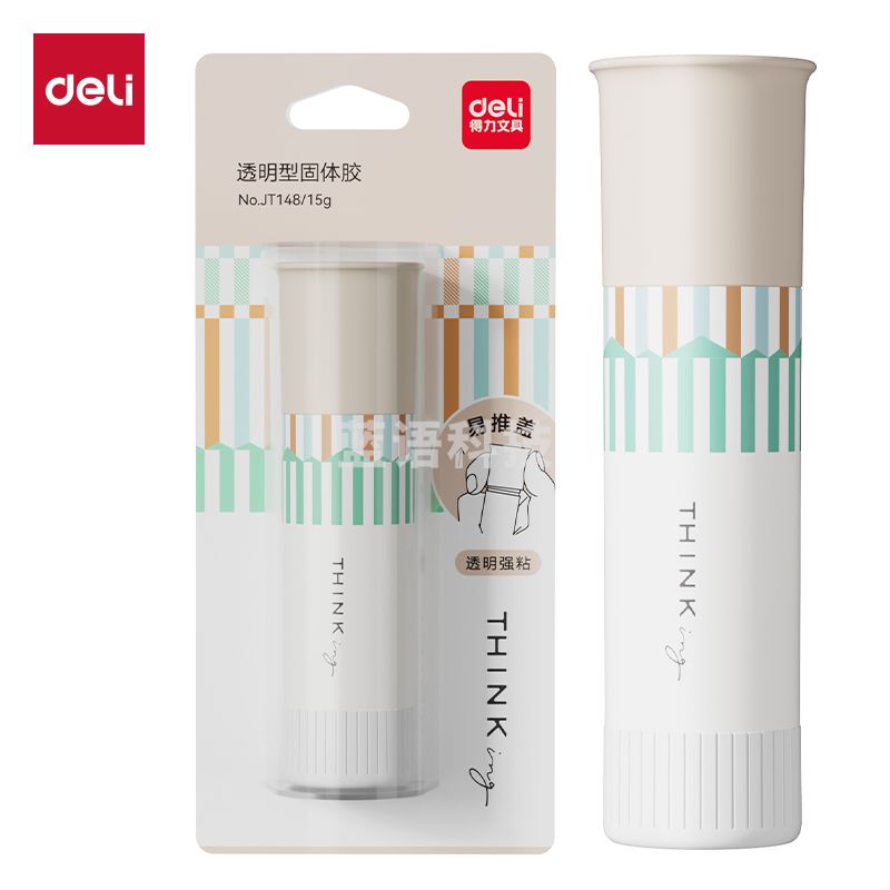 5月新品 得力JT148易推盖系列透明型固体胶15gACR(白)(卡)