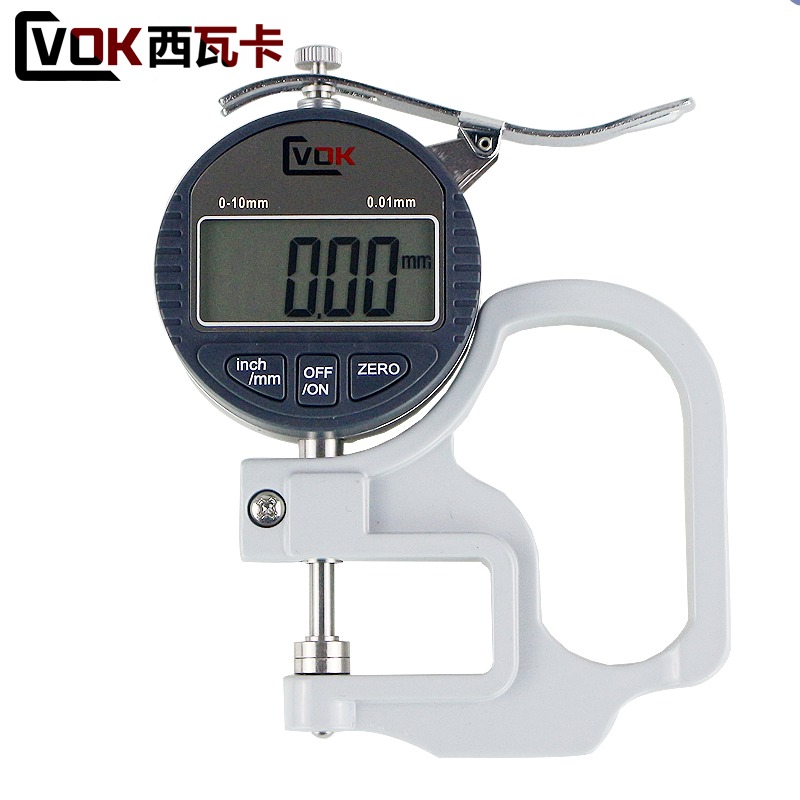 西瓦卡 数显测厚规 数显千分测厚规 纸张胶带薄膜橡胶皮革测厚仪 测厚表 数显百分测厚规0-10mm