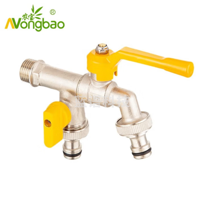 农宝 户外防冻水龙头全铜加厚室外单冷园艺花园阳台洗衣机 双出口4分