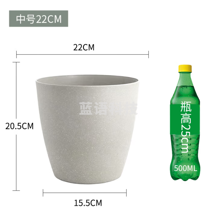 农宝 北欧简约仿水泥花盆树脂塑料自吸水懒人大花盆控根轻奢 口径22cm