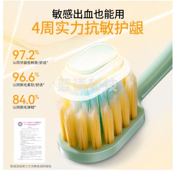 狮王（Lion）细齿洁宽薄抗敏护龈软毛牙刷缓解敏感减少出血宽头4支装