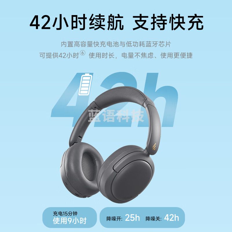 漫步者(EDIFIER)W800BT Free降噪版 头戴式蓝牙耳机 主动降噪 蓝牙5.4 手机电脑游戏适用  暮灰