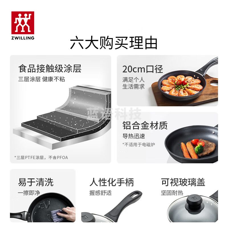 双立人（ZWILLING）不粘锅平底煎锅煎蛋锅煎饼锅牛排锅Motion L20cm家用烹饪小锅具