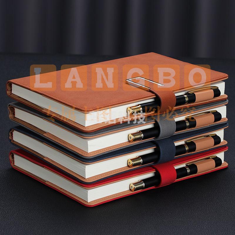 朗捷(longe) 商务笔记本本子加厚记事本羊巴皮面笔记本子文具搭扣日记本办公会议记录本定制logo b5棕色(单本)