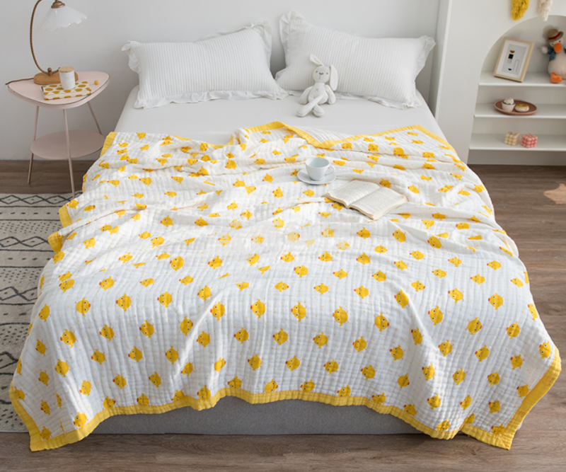 沐凡 浴巾纯棉纱布加厚高密六层 小黄鸡110*110cm