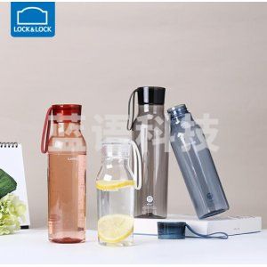 乐扣乐扣  橘粉350ML lock&lock ABF663PIK Tritan塑料水杯ECO BOTTLE便携式小口提手杯子