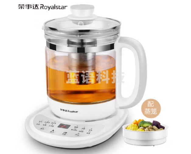 荣事达 Royalstar 养生壶电水壶煮茶器热水壶烧水壶电热水壶迷你玻璃煮茶壶1.5L带滤网+蒸笼YSH5017HZ