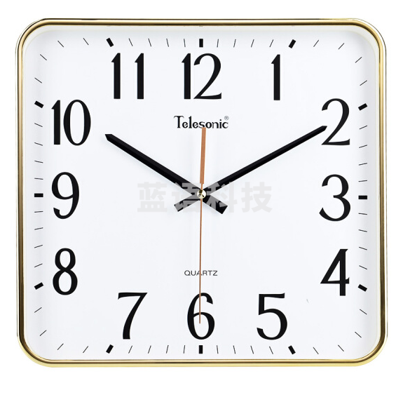 天王星( Telesonic) Q0677-1 挂钟 13英寸时尚创意客厅时钟表酒店办公静音石英挂表 电镀金