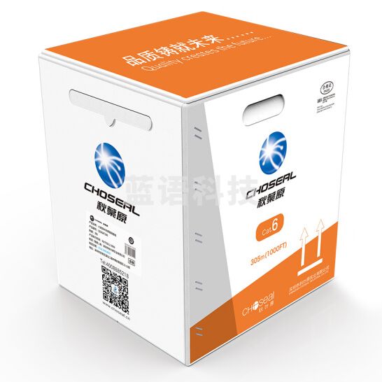 秋叶原（CHOSEAL）六类网线 国标纯铜千兆网络线箱线灰色305米 QS56AT305