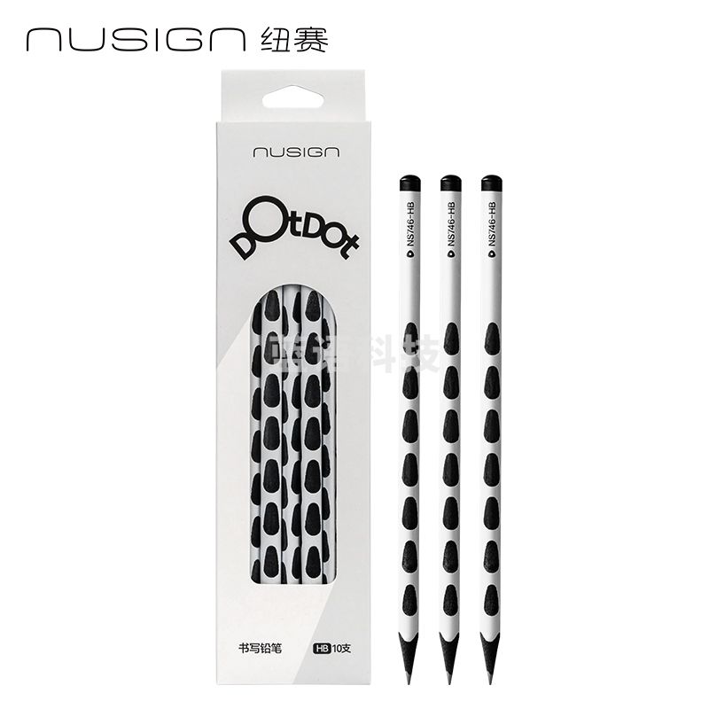 纽赛NS746-HB常规杆黑木洞洞纽赛铅笔HB(白)(10支/盒)