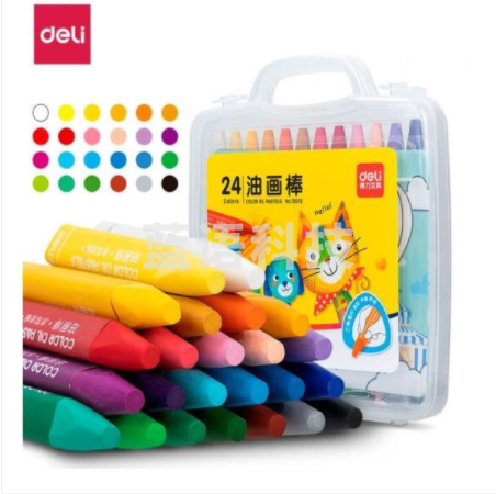 得力(deli)24色学生三角杆丝滑油画棒 72072