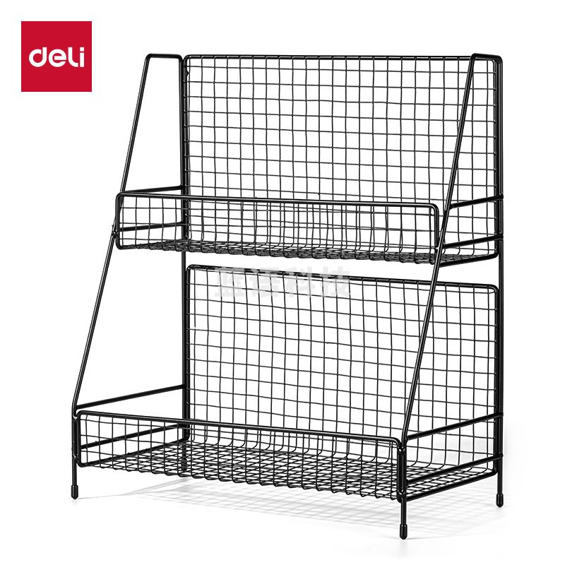 得力PJ105双层置物架(黑)(个)