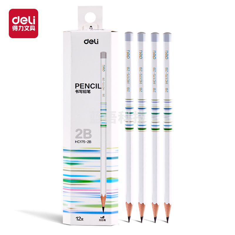 得力HC175-2B六角杆书写铅笔2B(混)(12支/盒)