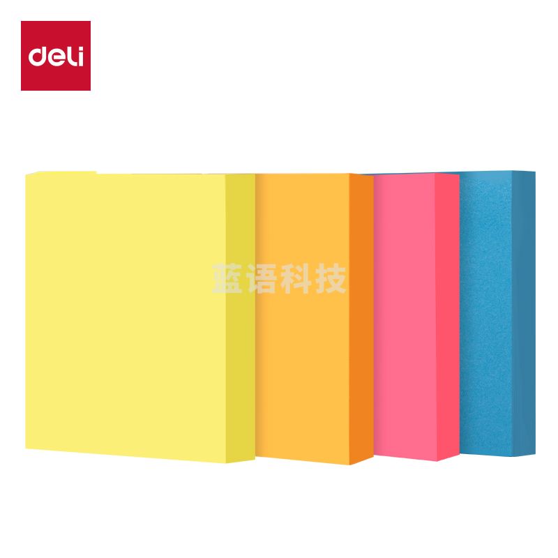 5月新品得力得力BT351荧光记事贴便利贴76mm*76mm80张 (混)(袋)