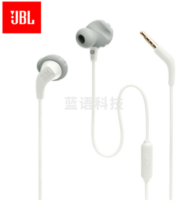 JBL Run2白色 入耳式运动耳机 防水防汗 苹果华为小米游戏音乐通用耳机耳麦
