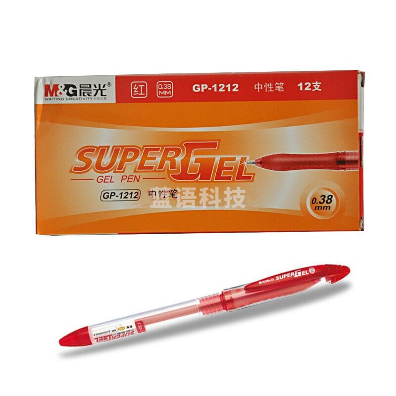 晨光 M＆G 拔帽中性笔 GP-1212 0.38mm (红色) 12支/盒 (替芯：AGR64072)