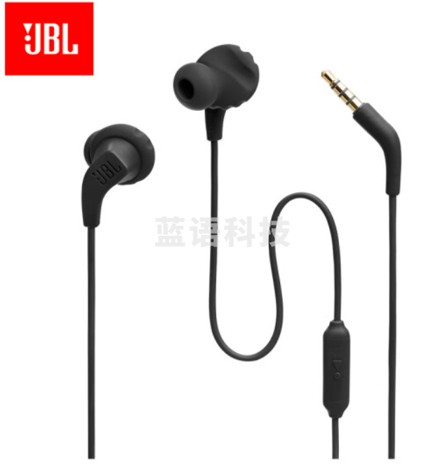 JBL Run2黑色 入耳式运动耳机 防水防汗 苹果华为小米游戏音乐通用耳机耳麦