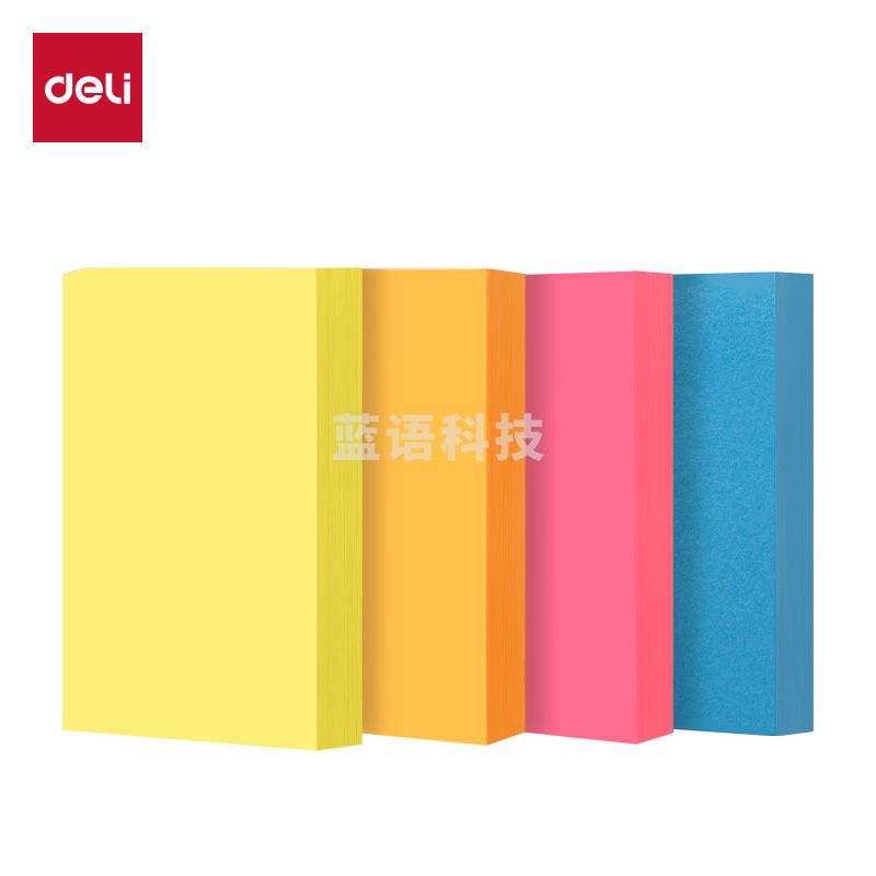 5月新品得力BT350荧光记事贴便利贴76mm*51mm80张 (混)(袋)