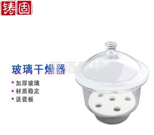 铸固 玻璃干燥器 化学实验室仪器真空透明干燥皿防潮缸带瓷板 玻璃干燥器18CM送一瓶干燥剂