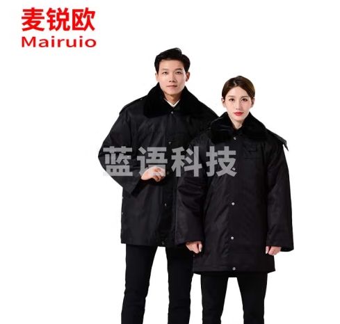 麦锐欧 冬季保安大衣 反光执勤棉袄 内胆可拆卸中长款 M码
