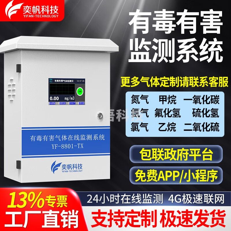 奕帆科技 工业有毒有害气体检测仪废气浓度探测报警空气放射性毒剂监测仪 有毒有害监测【定制】