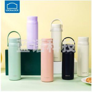 乐扣乐扣 LOCK&LOCK 450ml紫色 LHC3259PUP 憧憬弹跳盖吸管保温杯 316不锈钢茶杯