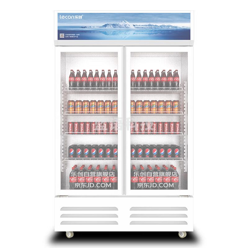 乐创(lecon)双门展示柜冷藏饮料柜商用保鲜柜超市便利店立式冰柜士多冰箱风冷LC-ZSG